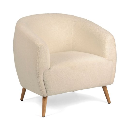 Bouclé stoffen fauteuil en Bruce beige eiken, 77x75x76cm