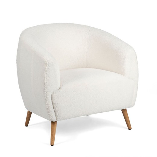 Bouclé Fabric Armchair and Bruce Ivory Oak, 77x75x76cm
