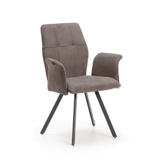 Fabric and metal armchair in gray and black, 62 x 60 x 89 cm | Mary