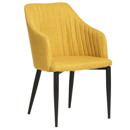 Mustard armchair and black metal legs, 56 x 58 x 88 cm