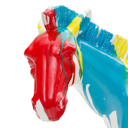 Multicolored polyresin horse, 75x26x53 cm