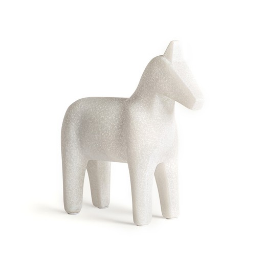 Koń z żywicy w kolorze białym, 19 x 6 x 19 cm | Thor