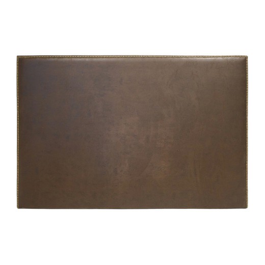 Sengegavl med nitter i brun/guld kunstlæder, 155x100 cm