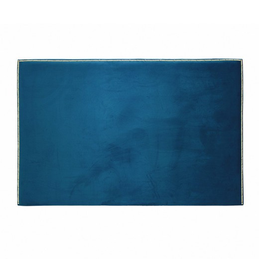 Blå/guld sengegavl med fløjl med nitter, 155x100 cm