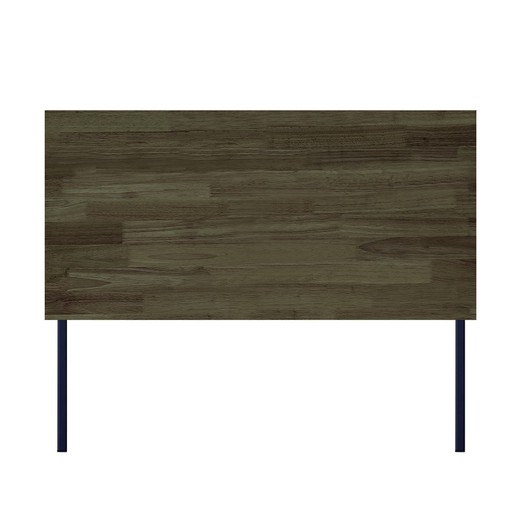 Testata letto singolo in legno naturale scuro/nero e metallo, 100 x 36 x 125 cm | Industriale