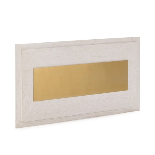 Cabeceira em metal branco/dourado e madeira, 160 x 8 x 90 cm | luxo