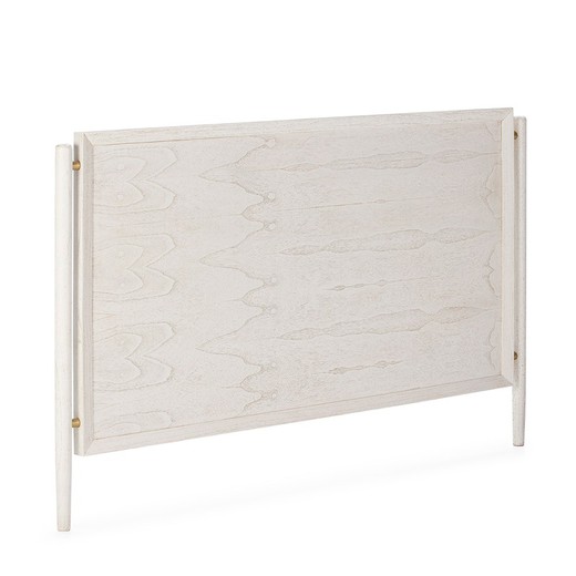 Hvid/guld metal og træ sengegavl, 190 x 6 x 110 cm