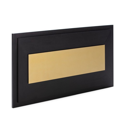 Sänggavel i svart/guld metall och trä, 160 x 8 x 90 cm | lyx