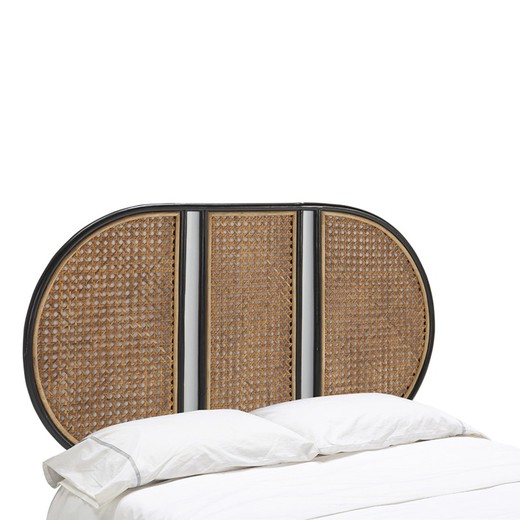 Tête de lit en rotin naturel/noir, 160x3x90 cm