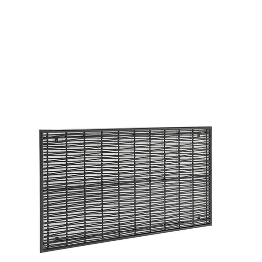 Rieten en zwart metalen hoofdbord, 160 x 3 x 90 cm
