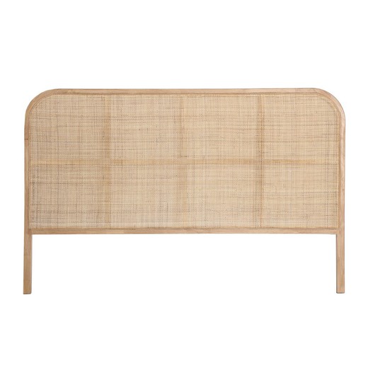 Testiera Ikla in legno di frassino naturale e rattan, 190 x 3 x 120 cm