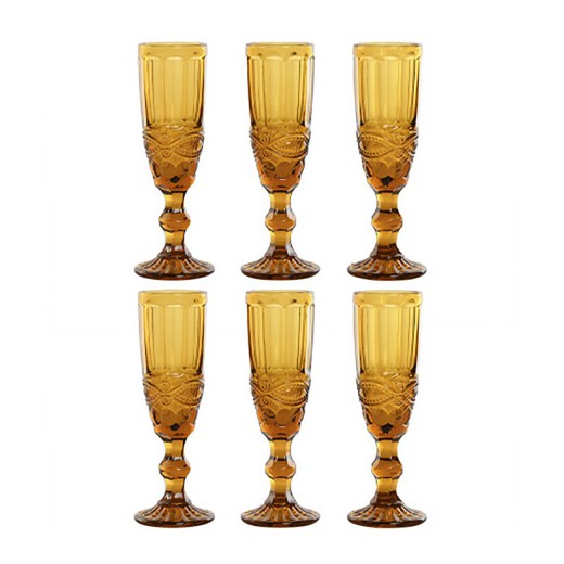 Amber glass flute cup, 7 x 7 x 20 cm | Classic Garbo