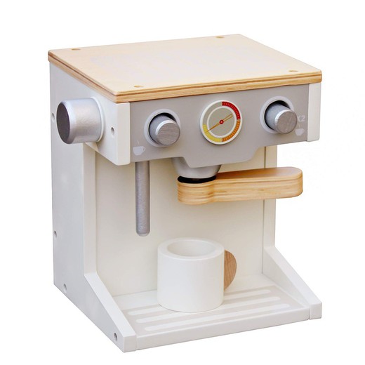 Montessori-stil legetøjskaffekande lavet af træ i hvid, 17x16x14 cm | Kaffe Caprizze