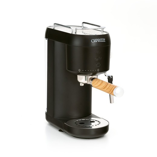 Schwarzer halbautomatischer Espressokocher mit Milchaufschäumer, 36,8 x 12,2 x 30,3 cm | Hikari