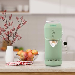 Cafetera Express blanca semiautomática con espumador de leche, 36,8 x 12,2  x 30,3 cm