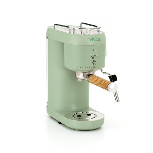 Grøn halvautomatisk espressomaskine med mælkeskummer, 36,8 x 12,2 x 30,3 cm | Hikari