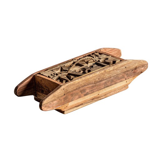 Caixa de madeira de manga natural BADAI, 42x15x9 cm.