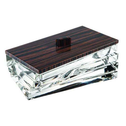 Caja de Cristal con Tapa de Madera Chicago, 16,5x26x10,9cm