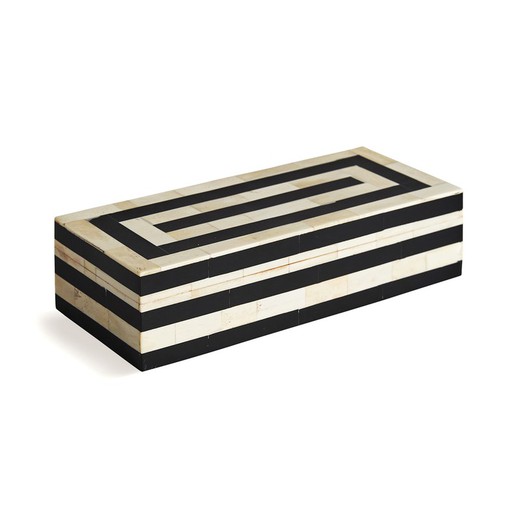 Ασπρόμαυρο κοκάλινο κουτί, 30 x 13 x 8 cm | Napea