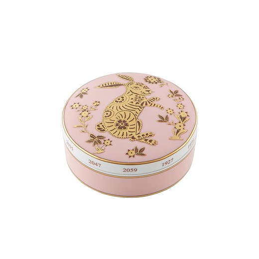 Boîte décorative en porcelaine rose et or, 10,1 x 10,1 x 4,5 cm | Doré