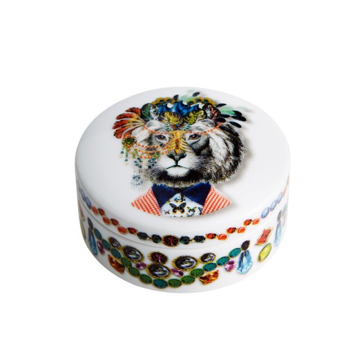 Caixa decorativa pequena em porcelana Mister Tiger multicolor, 6,3 x 6,3 x 3,2 cm | Ame quem você quiser