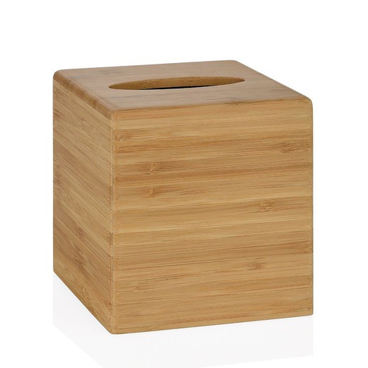 Caja Pañuelos Cuadrada de Bambú, 13x13x14cm