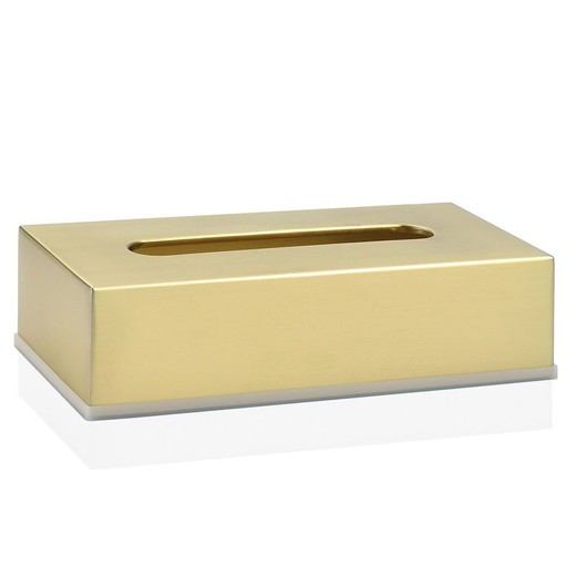 Caixa de tecido de aço inoxidável dourado, 26x12x7cm