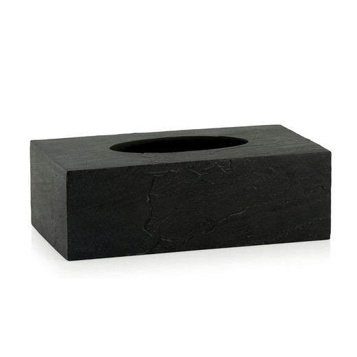 Caixa de tecido com efeito ardósia preta, 25,5 x 13,5 x 8,5 cm