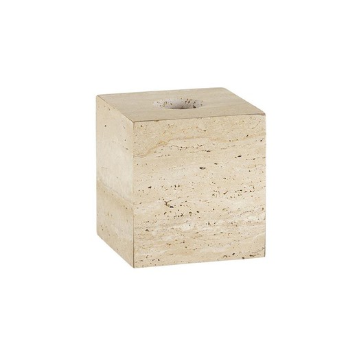 Caja para pañuelos de mármol en beige, 13 x 13 x 14 cm | Travertino