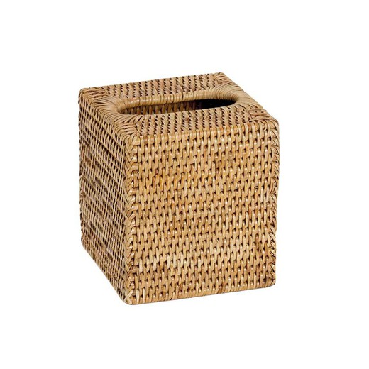 Caja para pañuelos de ratán en natural, 13 x 13 x 15 cm | Rattan