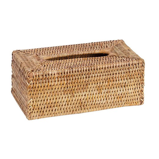 Caja para pañuelos de ratán en natural, 26 x 14 x 10 cm | Rattan