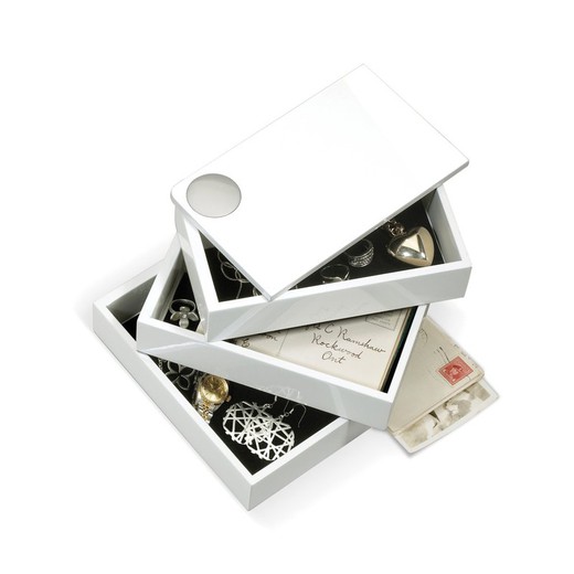White Spindle Box 3 Compartments, 19 x 13 x 12 Cm