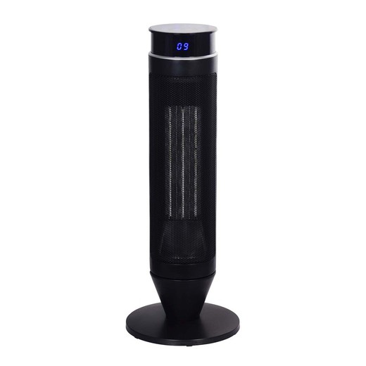 Oscillating Ceramic Heater Tower Swing Black 2000W with Remote 12x12x53 cm