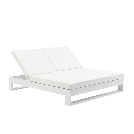 Balinese aluminum and fabric bed in white, 160 x 190 x 38 cm | Nyland