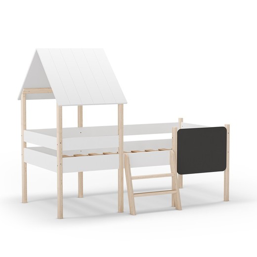 Cama cabaña de madera en blanco, 202 x 110 x 150 cm | Mint