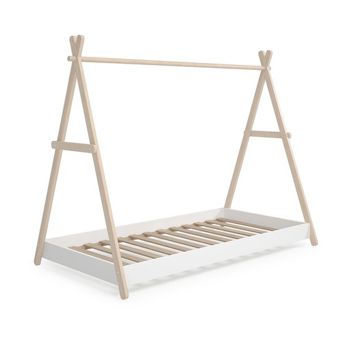 Pine cabin bed in white and natural, 209.4 x 104.5 x 160 cm | Truffle