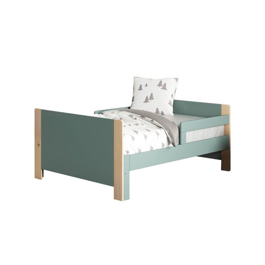 Extendable 90 bed in green and natural pine, 144.2/194.2 x 98.2 x 60 cm | willie