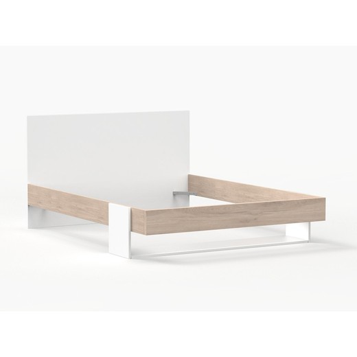 Wit en natuurlijk houten bed, 205,6 x 173,2 x 100 cm | Koren