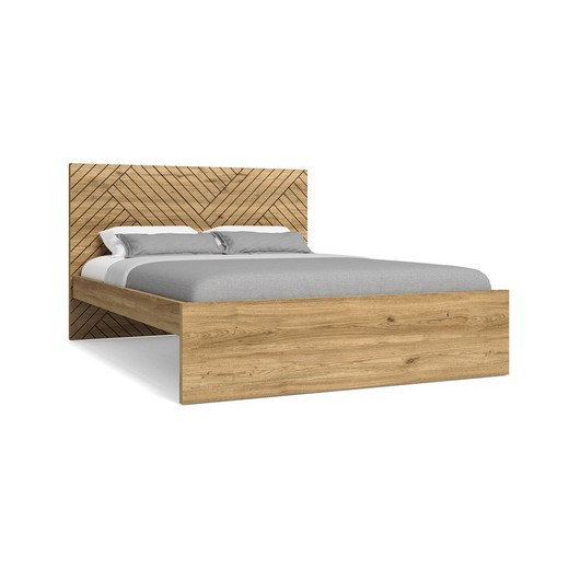 Natural wooden bed, 205.6 x 170.6 x 100 cm | Zebra
