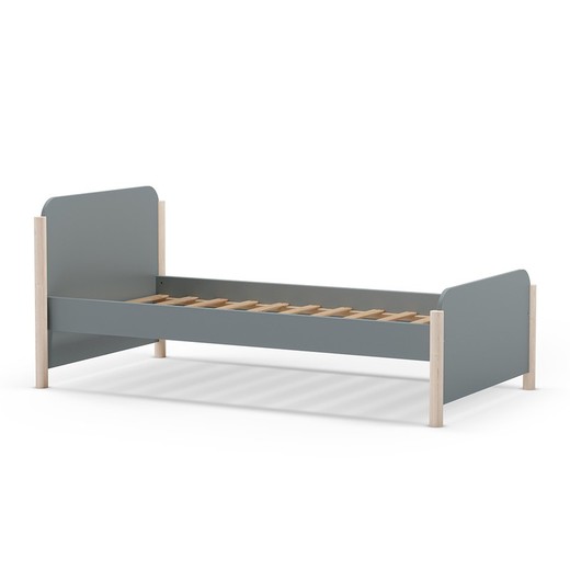 Single wooden bed in green, 199 x 107.2 x 70 cm | Enola