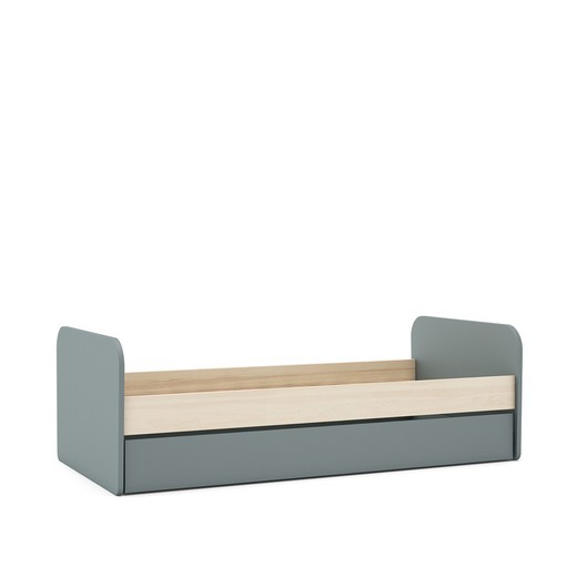 Pine trundle bed in green and natural, 205.4 x 102 x 65 cm | Esteban
