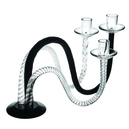 Candlestick with 3 Black Roots Crystal Arms, 26x45x25.5cm