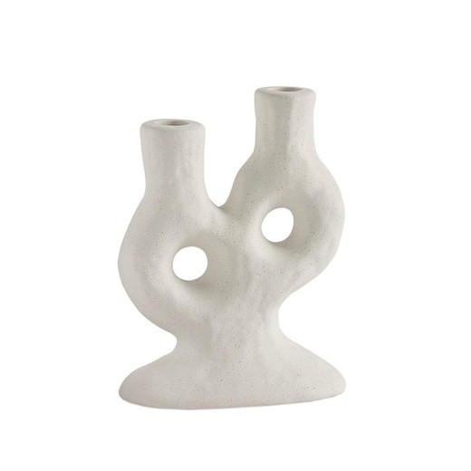 Candelabro de cerámica en blanco, 15 x 7,5 x 20 cm | Oria