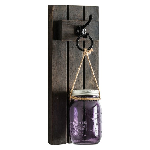 Brown / Purple Tropical Wood Candlestick, 13x11x35cm