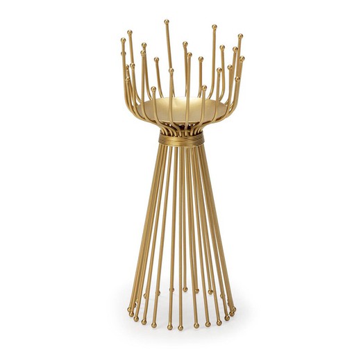 Gold metal candlestick in gold, 14 x 14 x 33 cm