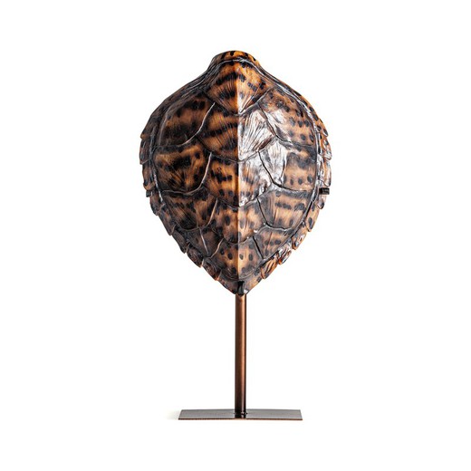 Harpiks skildpaddeskal i okker toner, 38 x 11 x 67 cm | Skildpadde