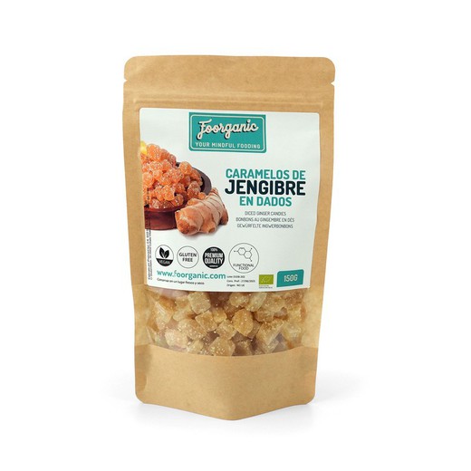 Caramelos ECO de jengibre en dados, 150 gr