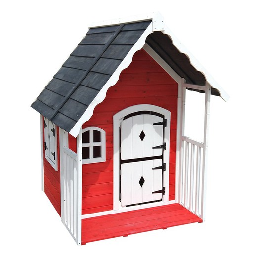 Παιδικό σπίτι κόκκινο πεύκο, 118,5 x 126,5 x 150 cm | οποιαδήποτε
