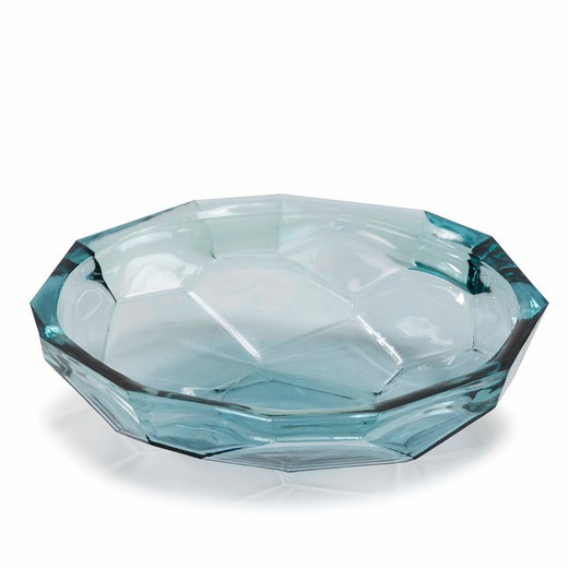Peça central de cristal azul, 34x33x9cm