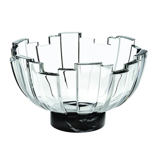 Centre de table en verre transparent et noir, Ø 33,9 x 19,9 cm | odéon
